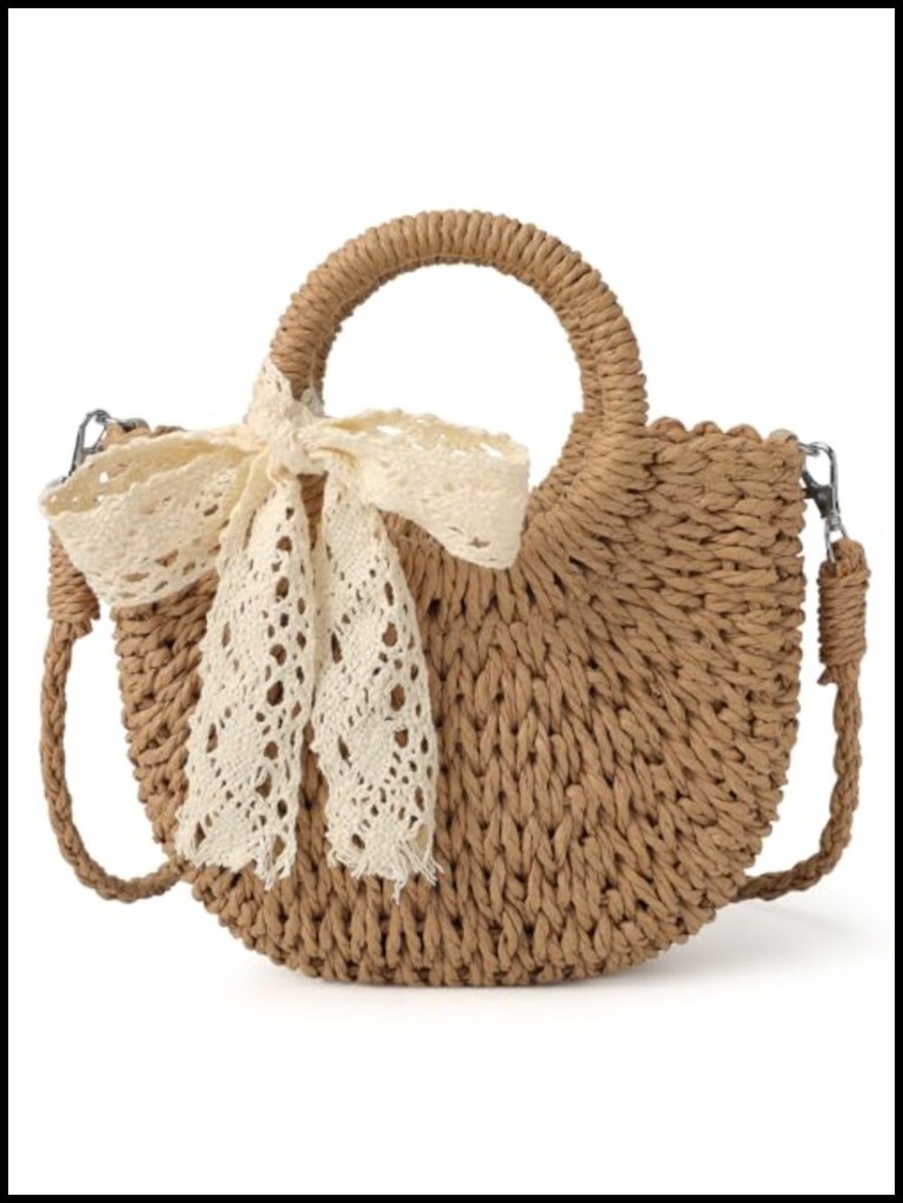 Handwoven Straw Clutch with Detachable Gold Chain, Lightweight